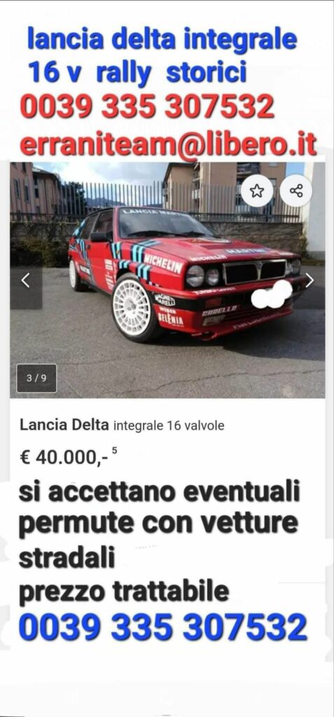 In vendita available lancia delta integrale 16 v rally storici prezzo 40 mila
