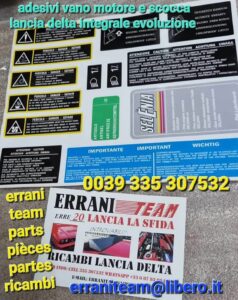 Adesivi scocca e vano motore lancia delta integrale evoluzione  0039 335 307532